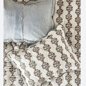 NWOT Anthropologie Iluka Cotton Printed Floral Shams, Set of 2 Standard Shams